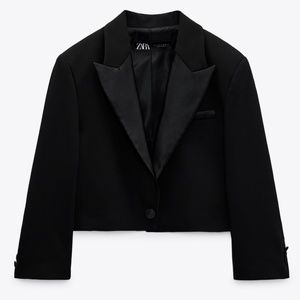 Zara Cropped Blazer with satin lapel